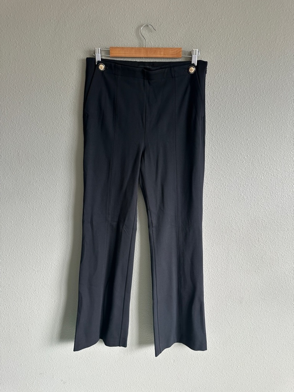 NWT Ann Taylor Black Gold Button Trousers 10